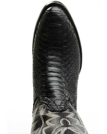 Men's Exotic Python Western Boots - Round Toe Black