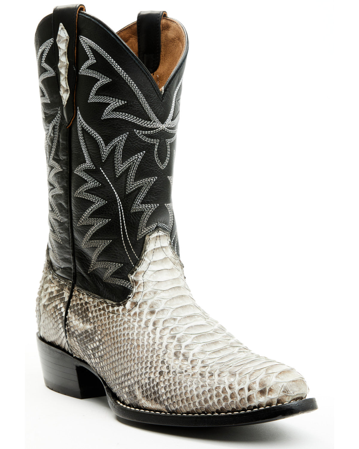 Men's Exotic Python Western Boots - Medium Toe Black