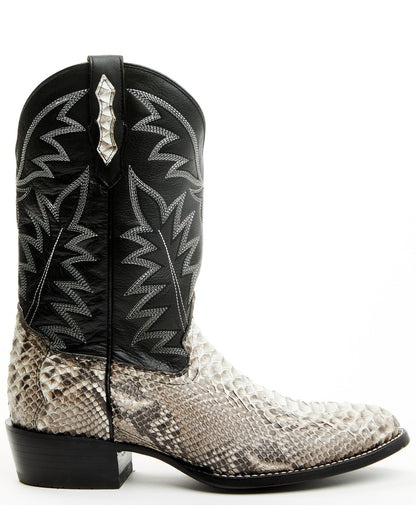 Men's Exotic Python Western Boots - Medium Toe Black