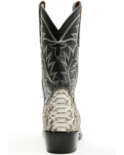 Men's Exotic Python Western Boots - Medium Toe Black