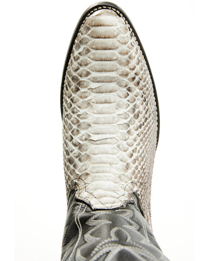Men's Exotic Python Western Boots - Medium Toe Black