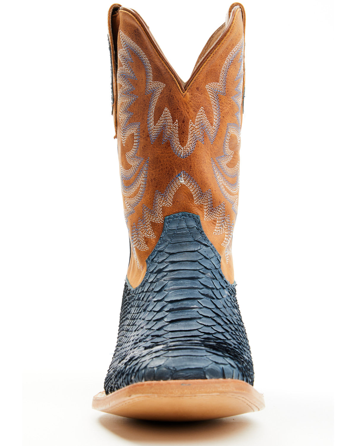 Men's Exotic Python Vulturno Western Boots - Broad Square T Blue