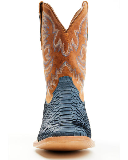 Men's Exotic Python Vulturno Western Boots - Broad Square T Blue