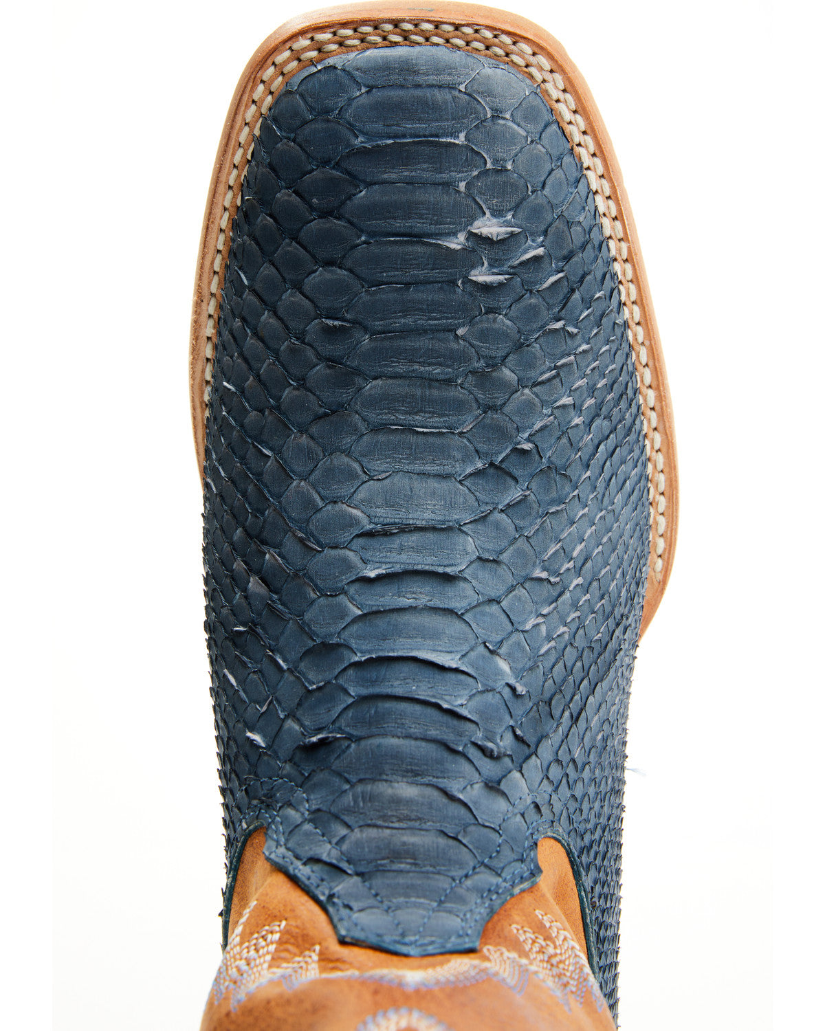 Men's Exotic Python Vulturno Western Boots - Broad Square T Blue
