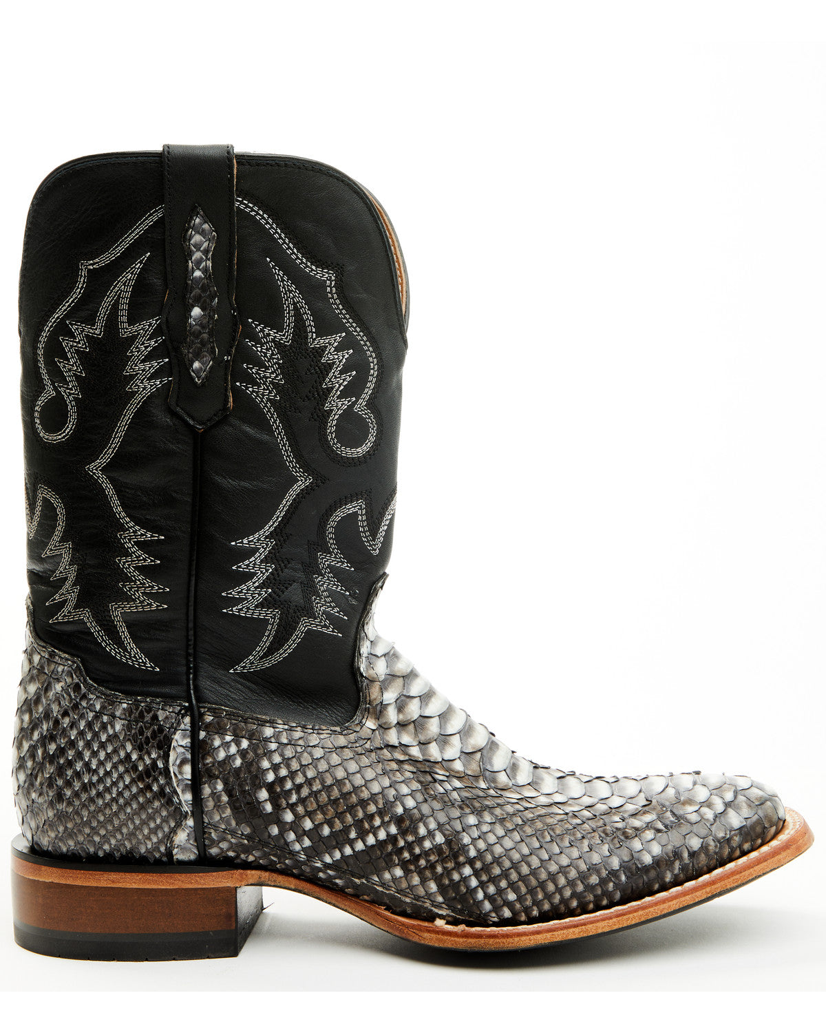 Men's Exotic Python Nevado Western Boots - Broad Square Toe Black