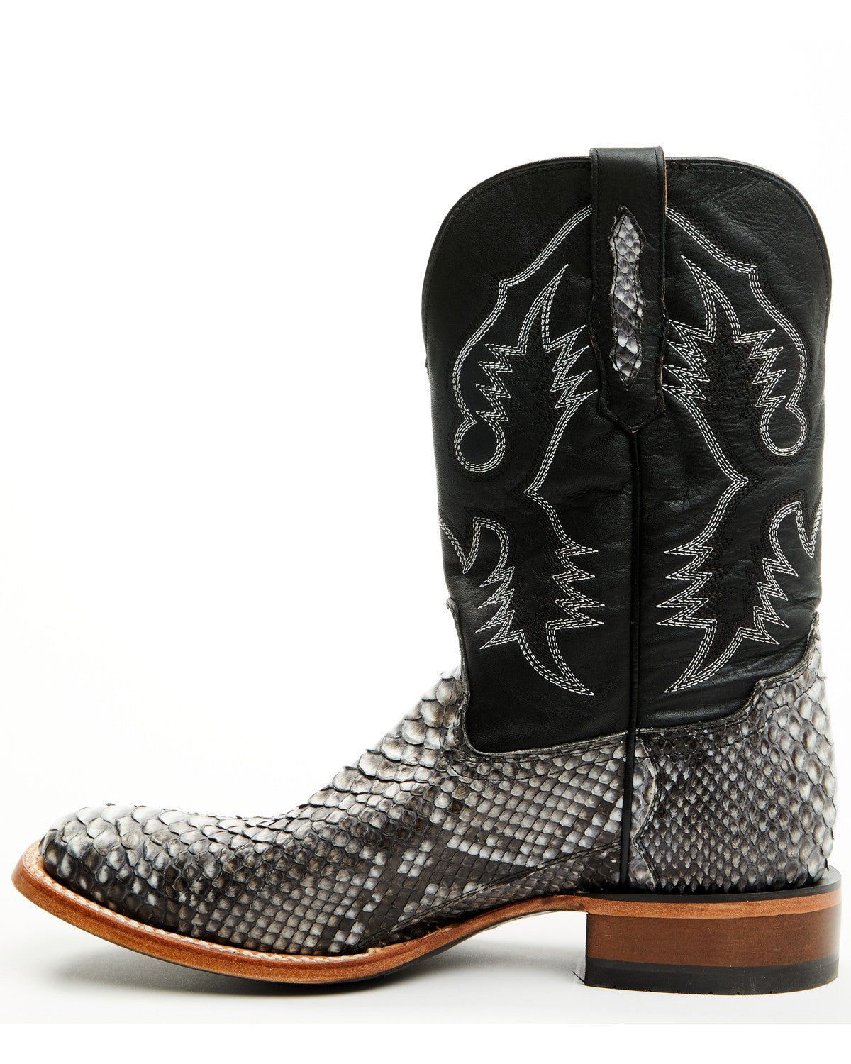Men's Exotic Python Nevado Western Boots - Broad Square Toe Black