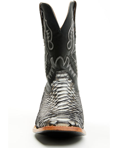 Men's Exotic Python Nevado Western Boots - Broad Square Toe Black