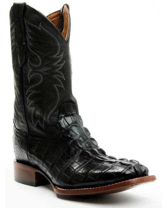 Men's Exotic Alligator Western Boots - Broad Square Toe Black