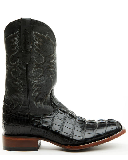 Men's Exotic Alligator Western Boots - Broad Square Toe Black