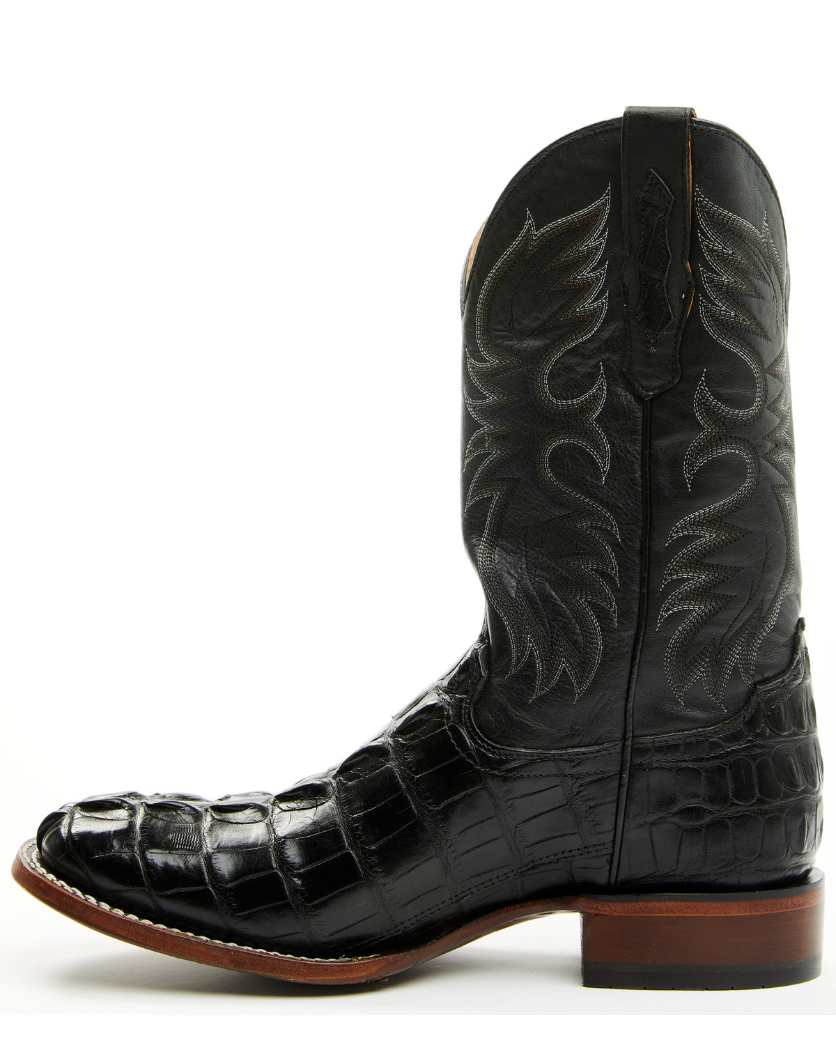 Men's Exotic Alligator Western Boots - Broad Square Toe Black