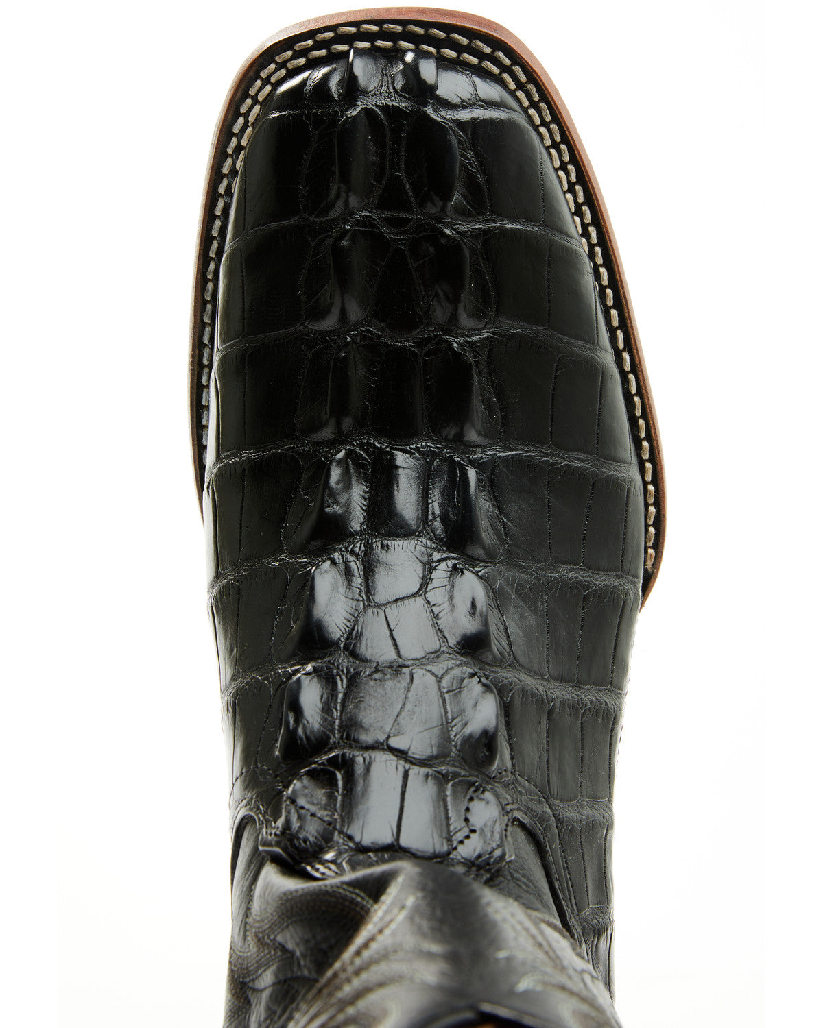 Men's Exotic Alligator Western Boots - Broad Square Toe Black