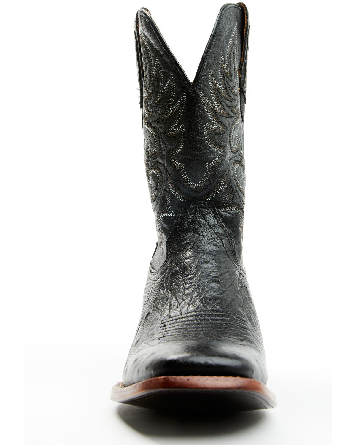 Men's Exotic Smooth Ostrich Western Boots - Broad Square To Black