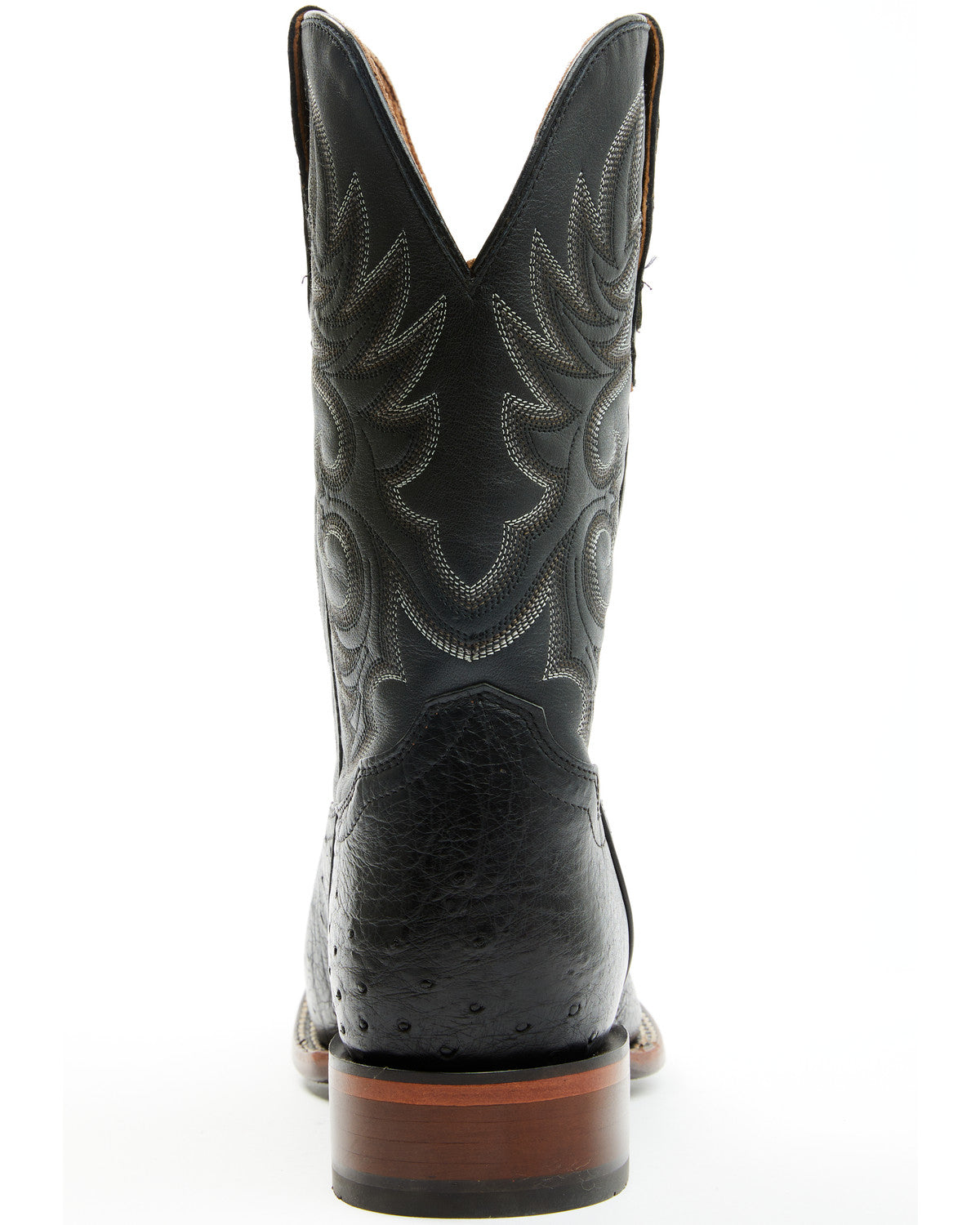 Men's Exotic Smooth Ostrich Western Boots - Broad Square To Black