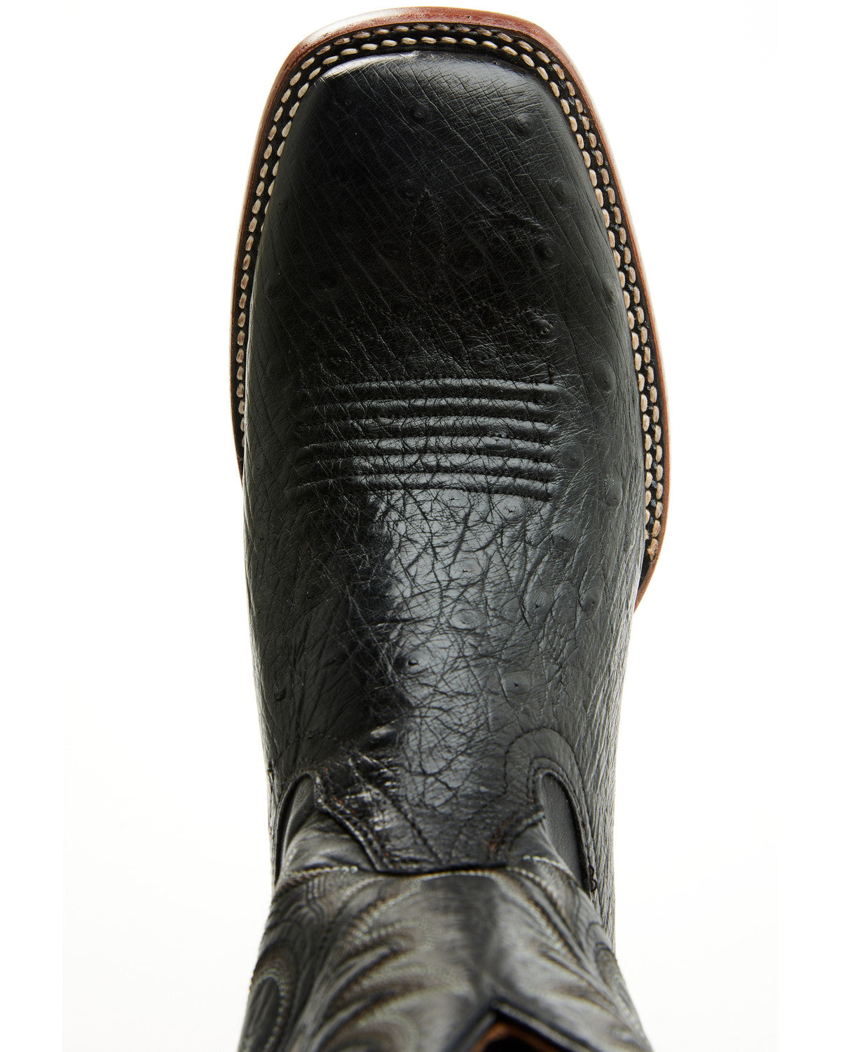 Men's Exotic Smooth Ostrich Western Boots - Broad Square To Black
