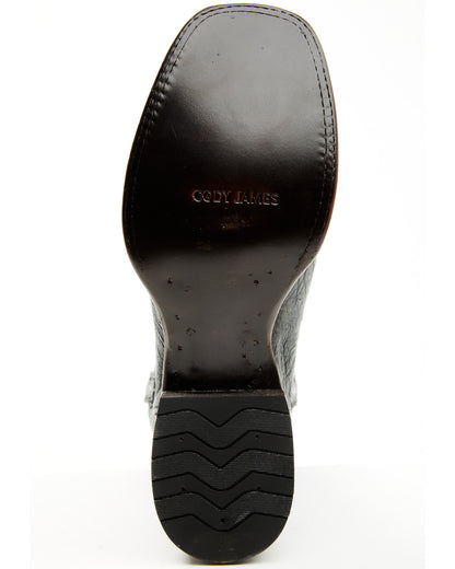 Men's Exotic Smooth Ostrich Western Boots - Broad Square To Black
