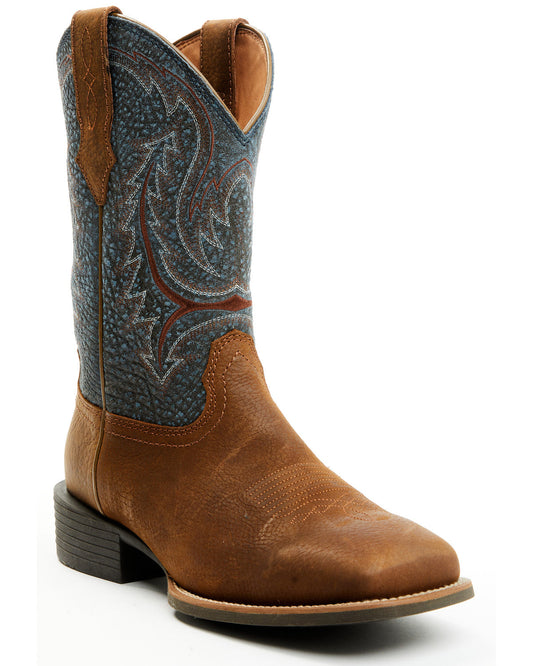 Men's Force Western Boots - Broad Square Toe Blue