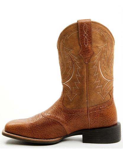 Men's Force Performance Western Boots - Broad Square Toe Brown