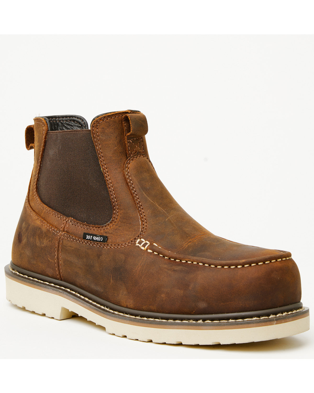 Men's Moc Chelsea Work Boots - Composite Toe Dark Brown