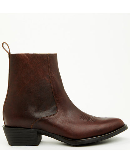 Men's Larsen Western Ankle Boots - Round Toe Cognac
