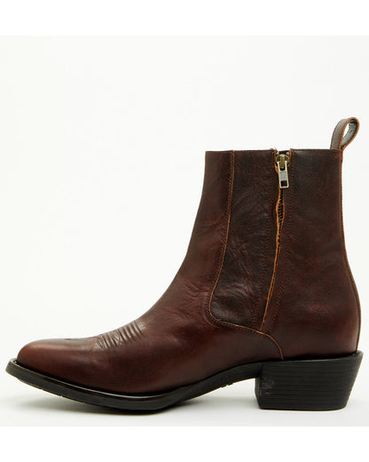 Men's Larsen Western Ankle Boots - Round Toe Cognac