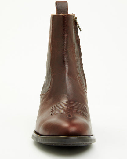 Men's Larsen Western Ankle Boots - Round Toe Cognac