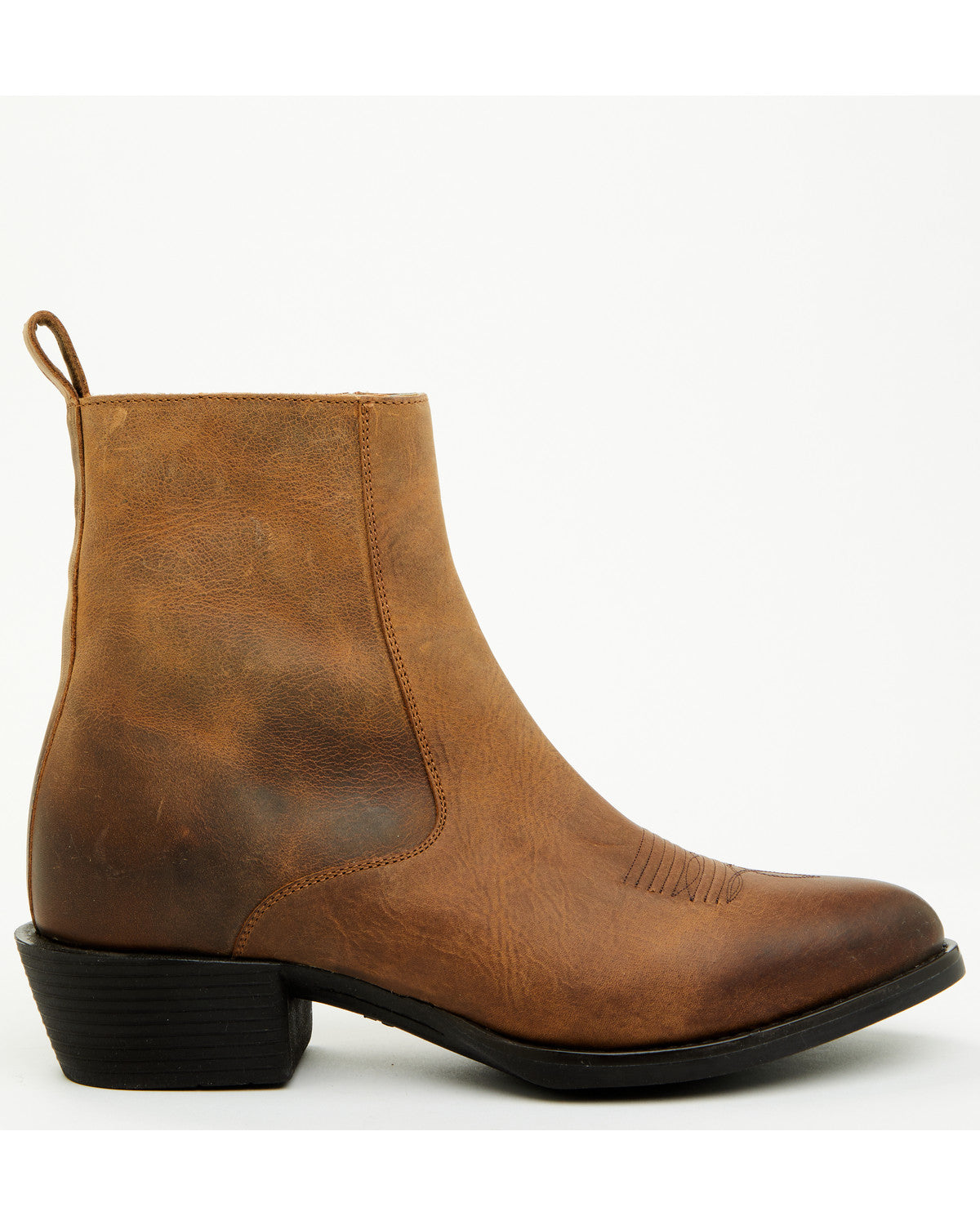 Men's Larsen Western Ankle Boots - Round Toe Brown