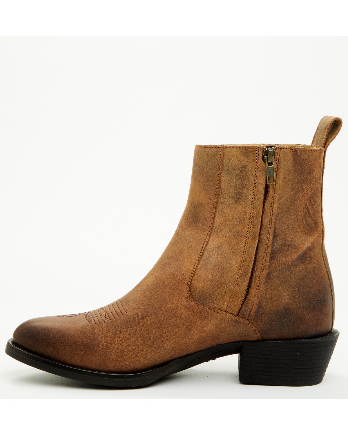 Men's Larsen Western Ankle Boots - Round Toe Brown