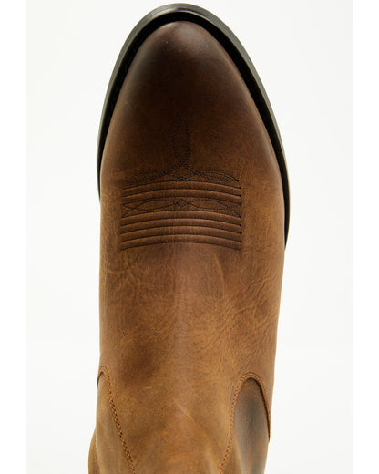 Men's Larsen Western Ankle Boots - Round Toe Brown