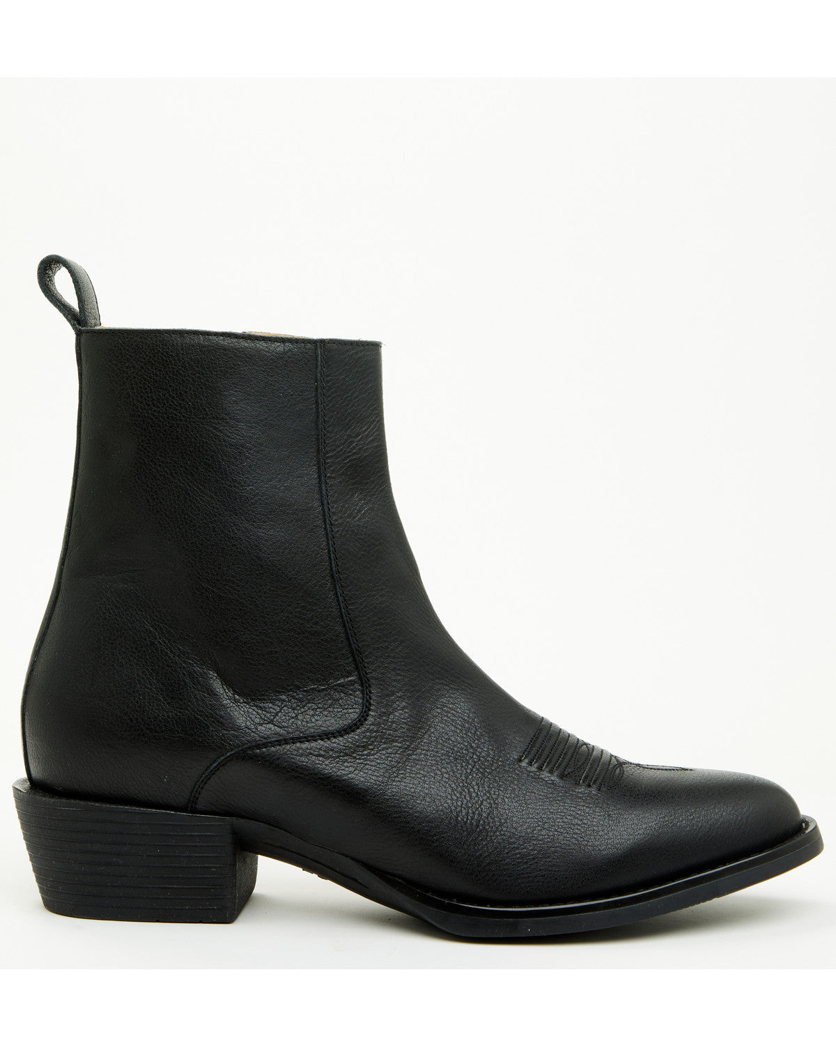 Men's Larsen Western Ankle Boots - Round Toe Black