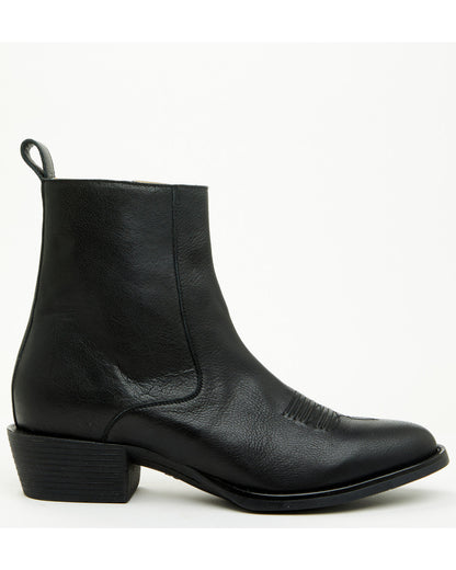 Men's Larsen Western Ankle Boots - Round Toe Black