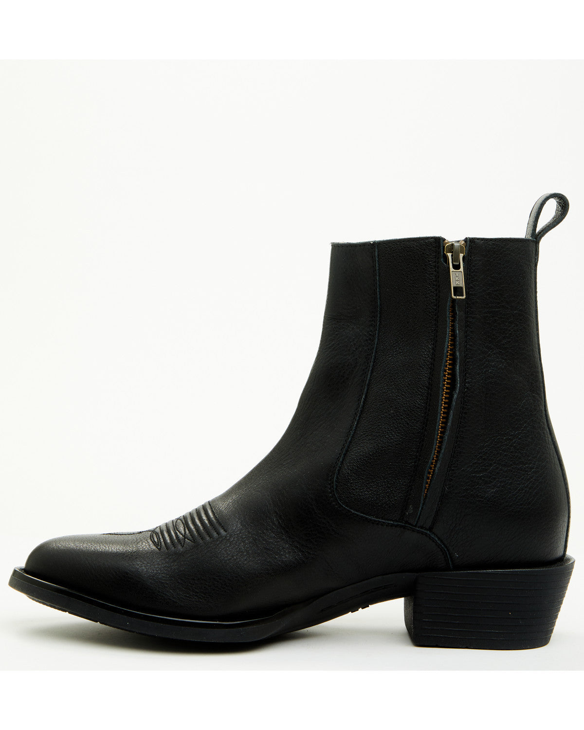 Men's Larsen Western Ankle Boots - Round Toe Black