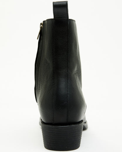 Men's Larsen Western Ankle Boots - Round Toe Black
