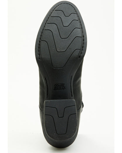 Men's Larsen Western Ankle Boots - Round Toe Black