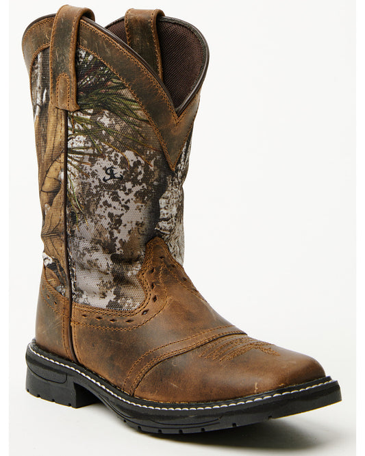 Boys' Tucker Western Boots - Broad Square Toe Brown