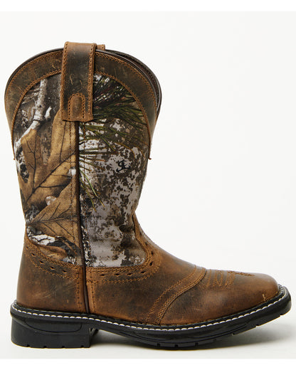 Boys' Tucker Western Boots - Broad Square Toe Brown