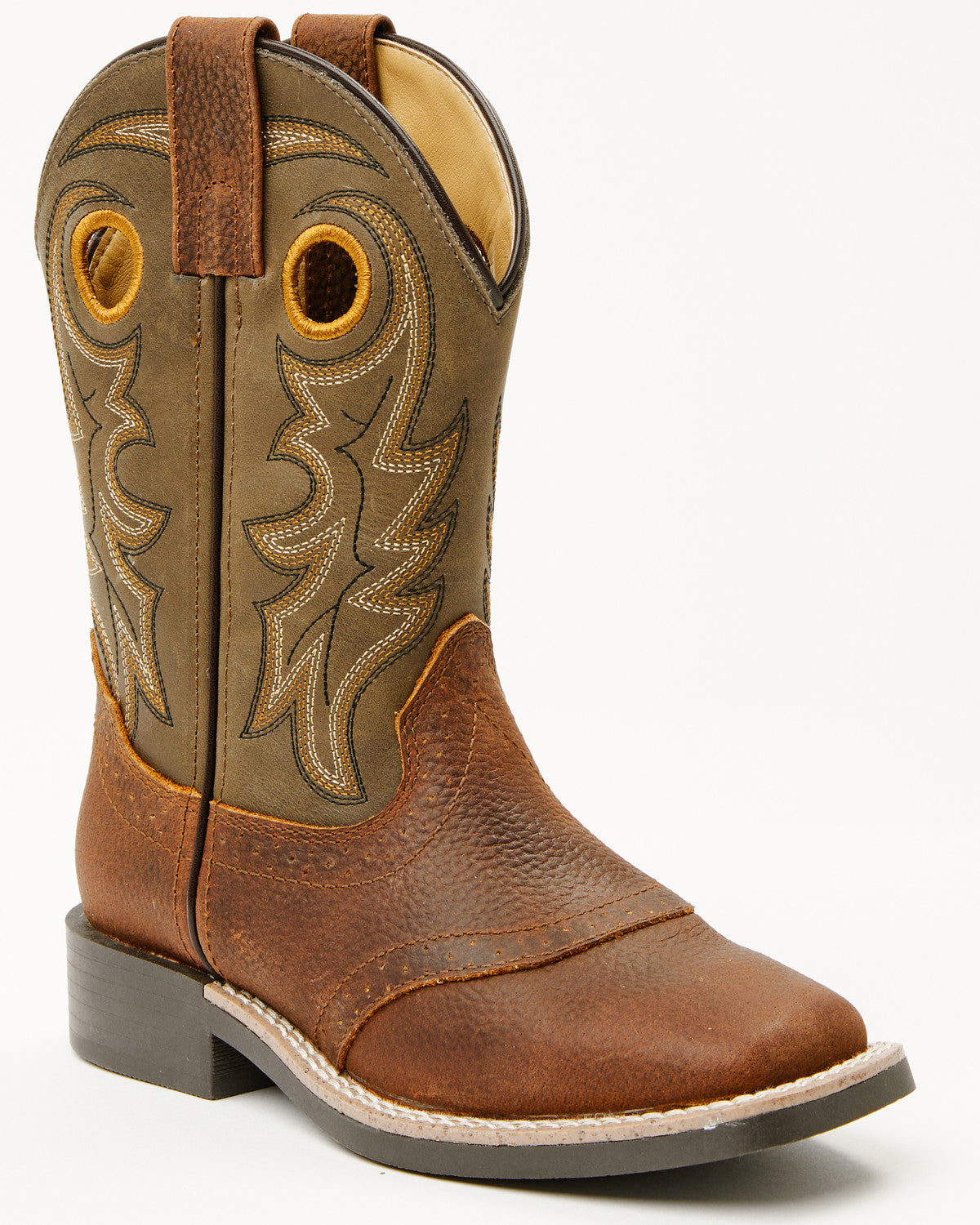 Boys' Buck Western Boots - Broad Square Toe Olive