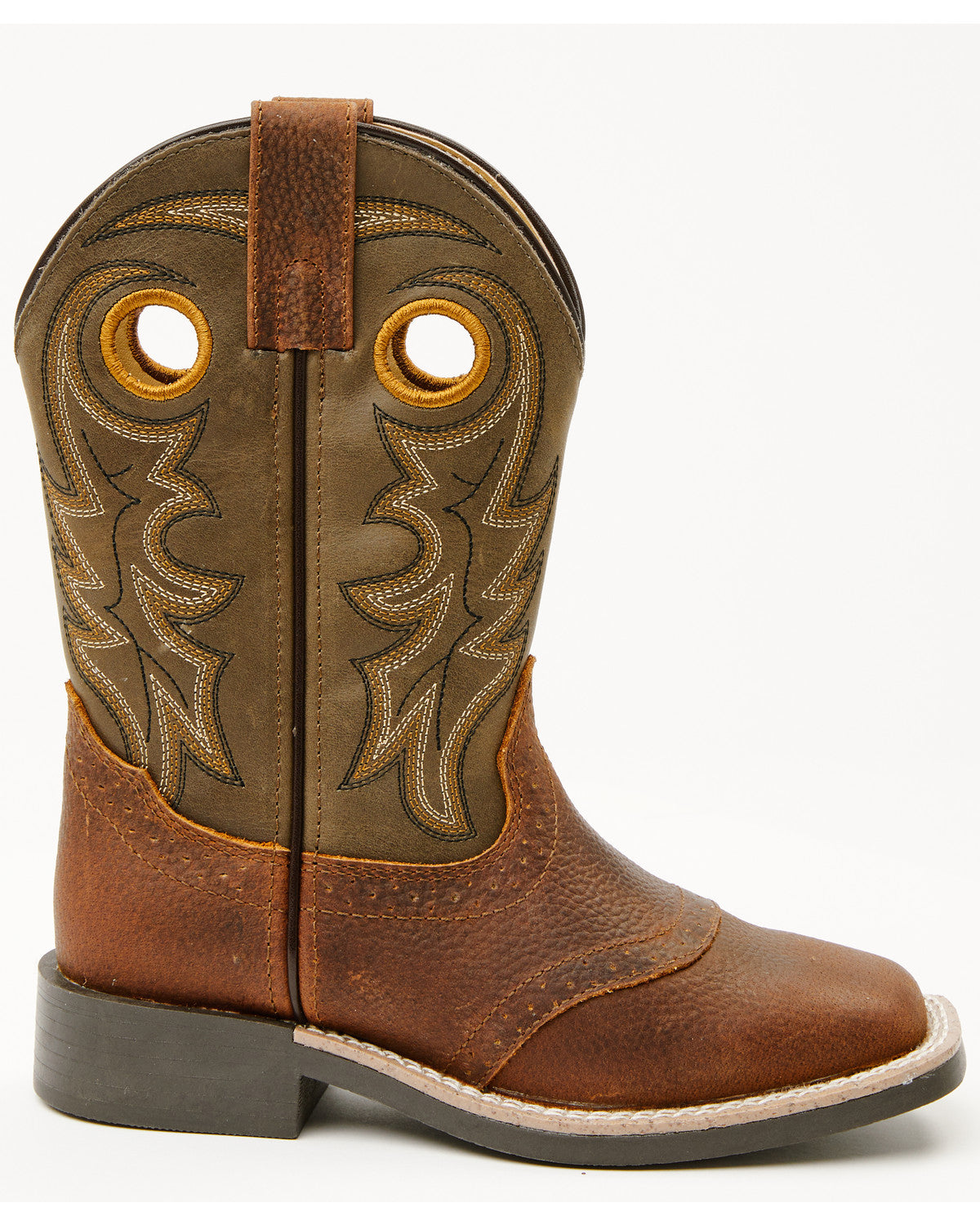Boys' Buck Western Boots - Broad Square Toe Olive