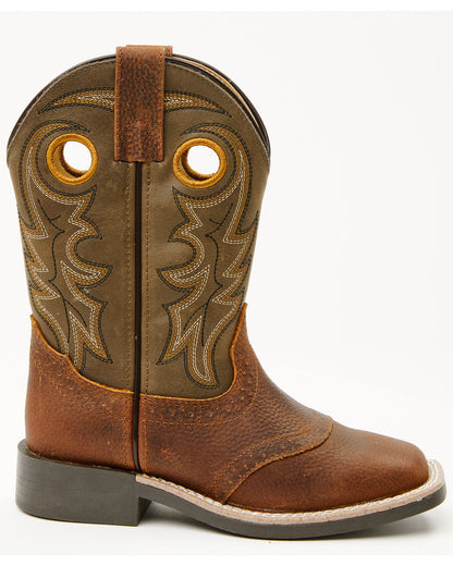 Boys' Buck Western Boots - Broad Square Toe Olive