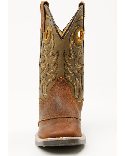 Boys' Buck Western Boots - Broad Square Toe Olive