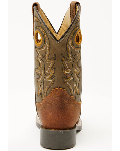 Boys' Buck Western Boots - Broad Square Toe Olive
