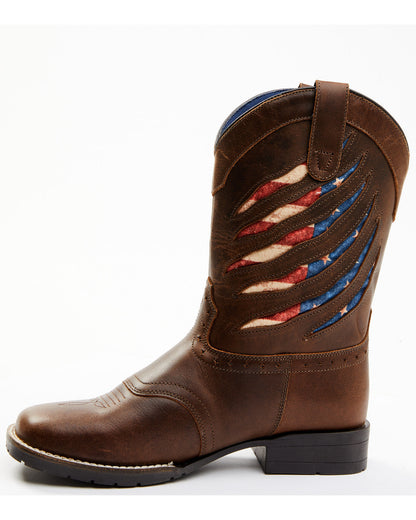 Boys' Ripped Flag Western Boots - Broad Square Toe Multi