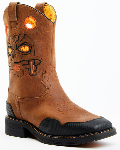 Boys' Skull Work Boots - Broad Square Toe Multi