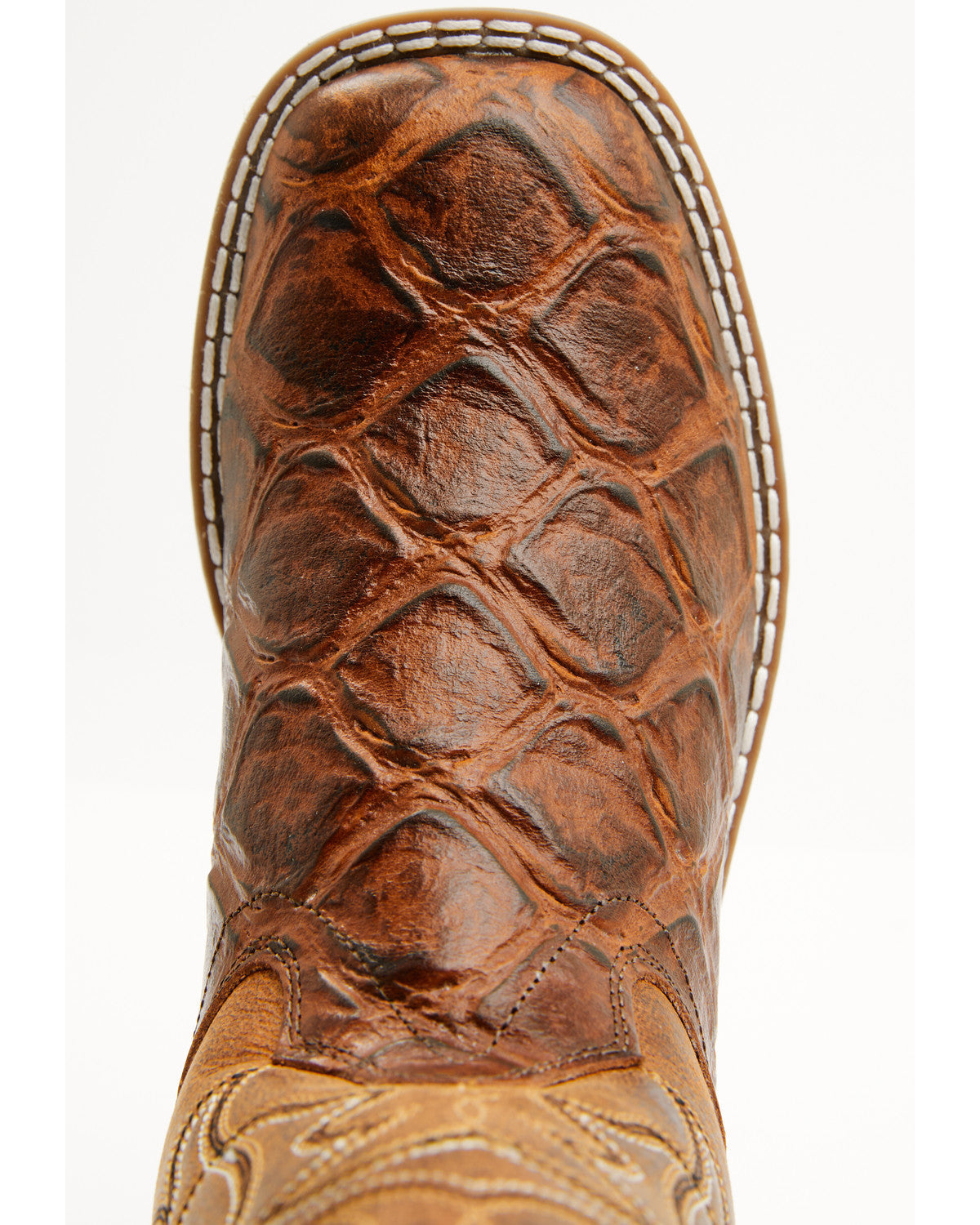 Boys' Duke Pirarucu Print Western Boots - Broad Square Toe Brown
