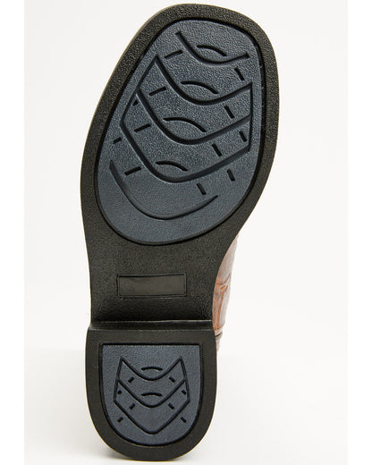 Boys' Duke Pirarucu Print Western Boots - Broad Square Toe Brown