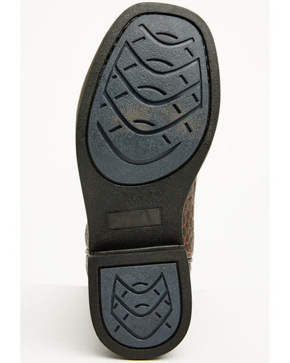 Boys' Dale Crocodile Print Western Boots - Broad Square Toe Chocolate