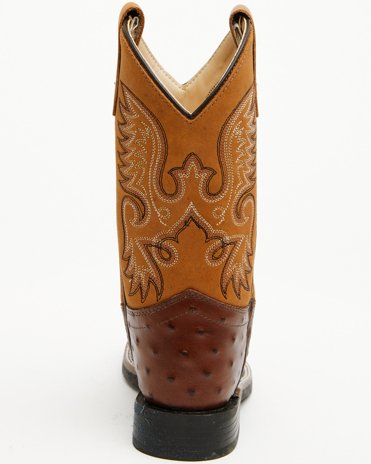 Boys' Dean Ostrich Print Western Boots - Broad Square Toe Cognac
