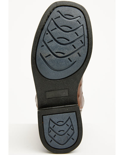 Boys' Dean Ostrich Print Western Boots - Broad Square Toe Cognac