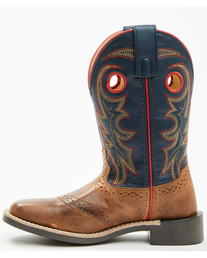 Boys' Bobby Western Boots - Broad Square Toe Navy