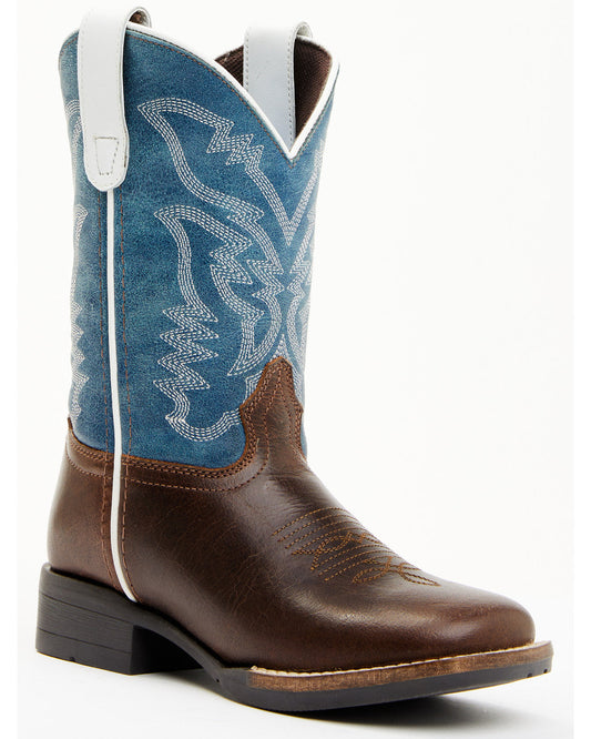 Boys' Walker Western Boots - Broad Square Toe Brown