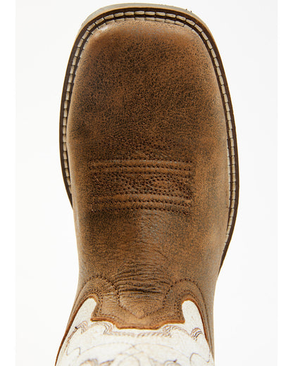 Boys' Luke Western Boots - Broad Square Toe Brown